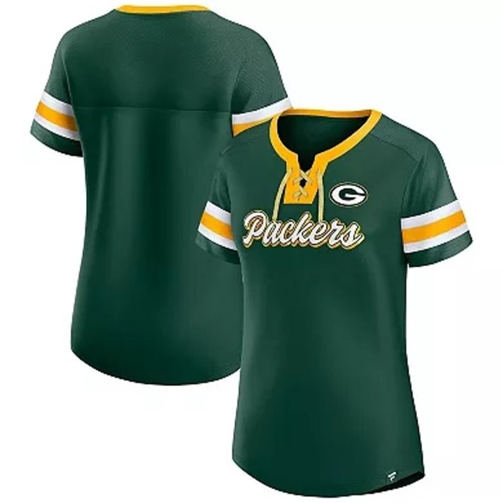 NFL Women's Green Bay Packers Original State Lace-Up T-Shirt Size M NWT